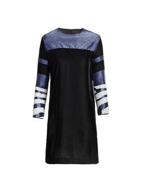 H&M Studio navy beaded sequin velour velvet dress Size 6 embellished Party Gala